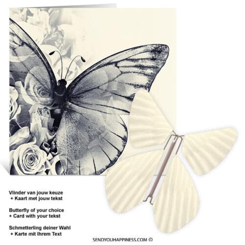 Kaart Butterfly Wishes 001 inclusief Magic Vlinder